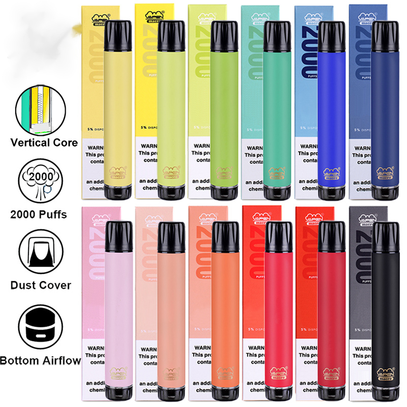 Authentic VAPEN macro 2000 Puffs Disposable Vape Pen with Vertical Coil Plus XXL Xtra Extra Flex Vaporizer Pre-Filled Bars e Cigs Vaporizers